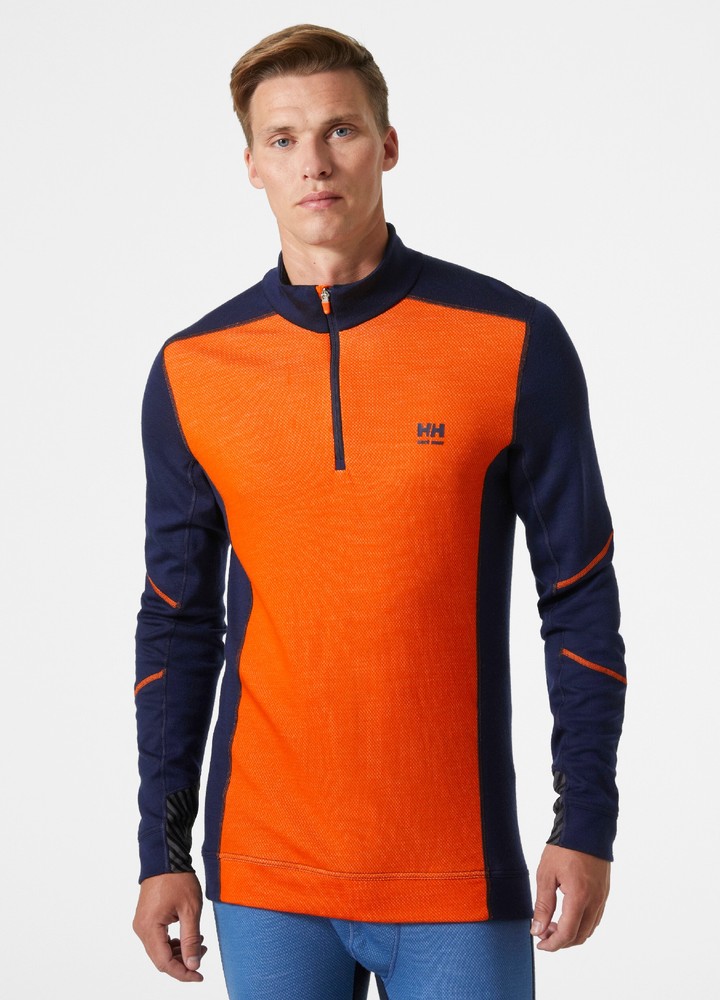 HellyHansenLongsleeveLifaMerinoHalfZipNavyDarkOrange-XS