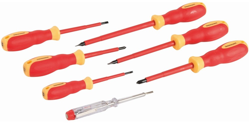 SilverlineSchraubendreherSechskantschlsselVDE-Elektriker-SchraubendrehermitWeichgriff7-tlgSatz7-tlg