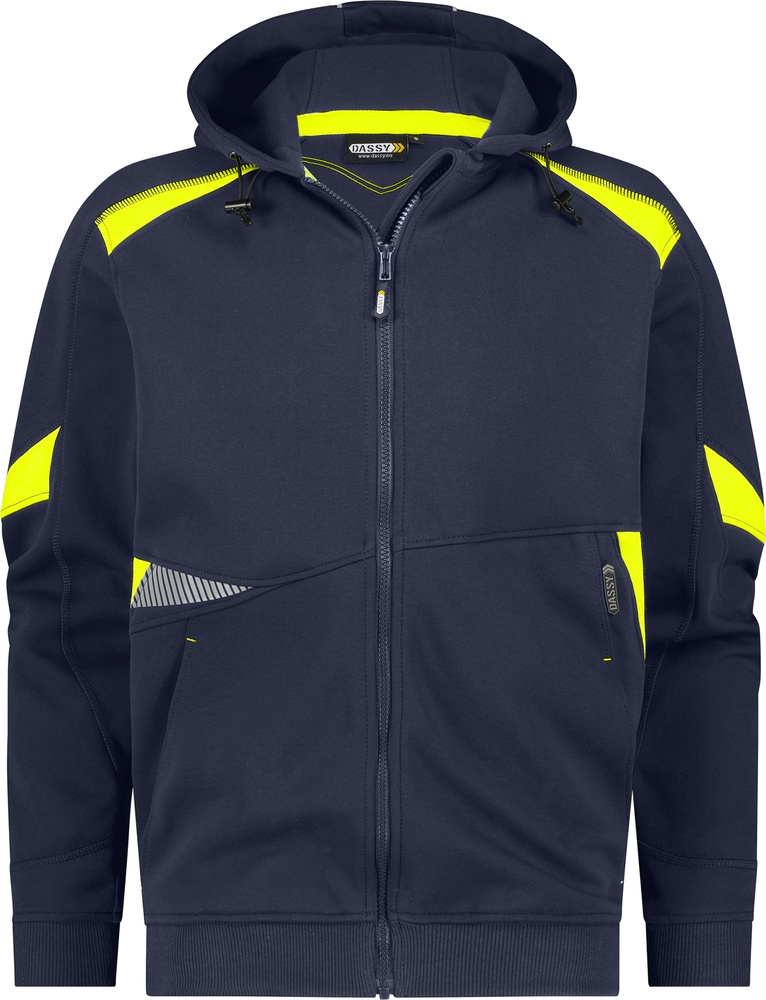 DassyArbeitsjackeKapuzensweatshirtSantosNachtblauNeongelb-XS