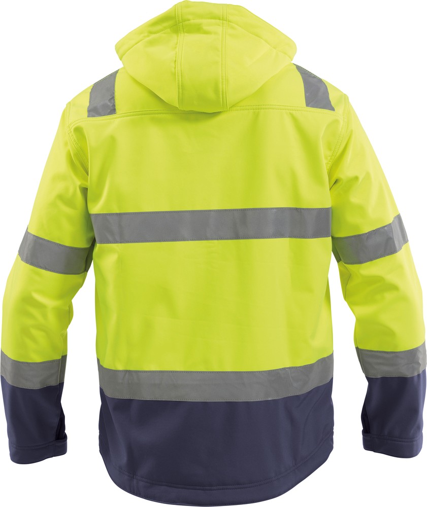 DassyWarnschutzSoftshell-JackeMalagaPES74NeongelbDunkelblau