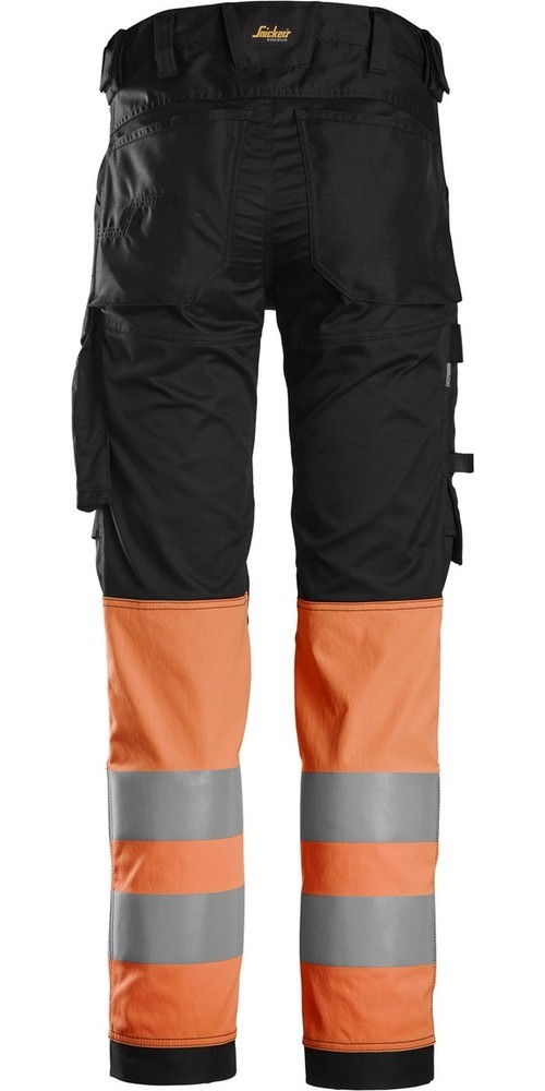 SnickersWorkwearHigh-VisStretchArbeitshoseKlasse1SchwarzHigh-VisOrange