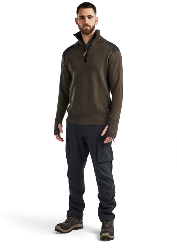 BlklderWollsweaterHalfZip46301071DunkelOlivgrnDunkelgrau-4XL