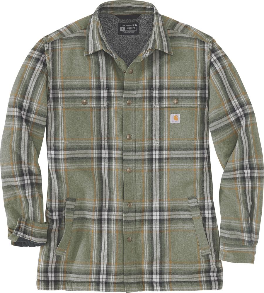 CarharttJackeFlannelSherpaLinedShirtJacBasil-L