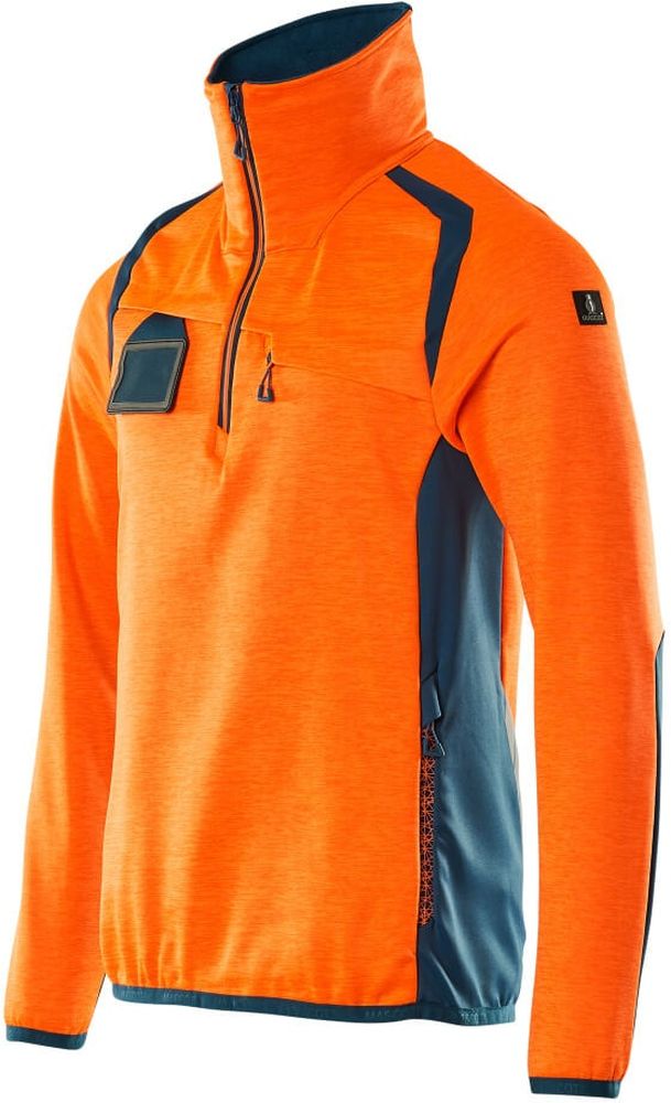 MascotFleecepullovermitkurzemReiverschlussAccelerateSafe19303-316Hi-visOrangeDunkelpetroleum-XXL