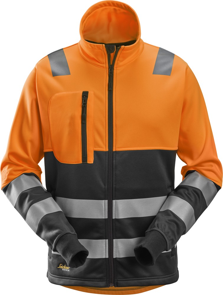 SnickersWarnschutzjackeAllroundWorkHigh-VisArbeitsjackemitReiverschlussKl2High-VisOrangeSchwarz