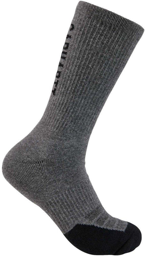 CarharttMidweightLogoCrewSock3PackCarbonHeather