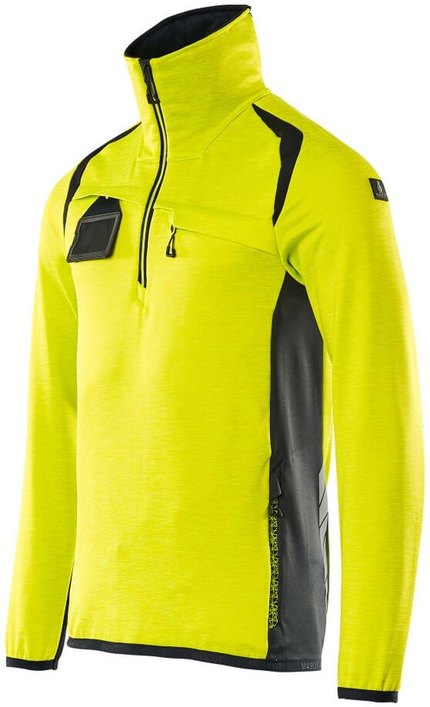 MascotFleecepullovermitkurzemReiverschlussAccelerateSafe19303-316Hi-visGelbSchwarzblau-XXL