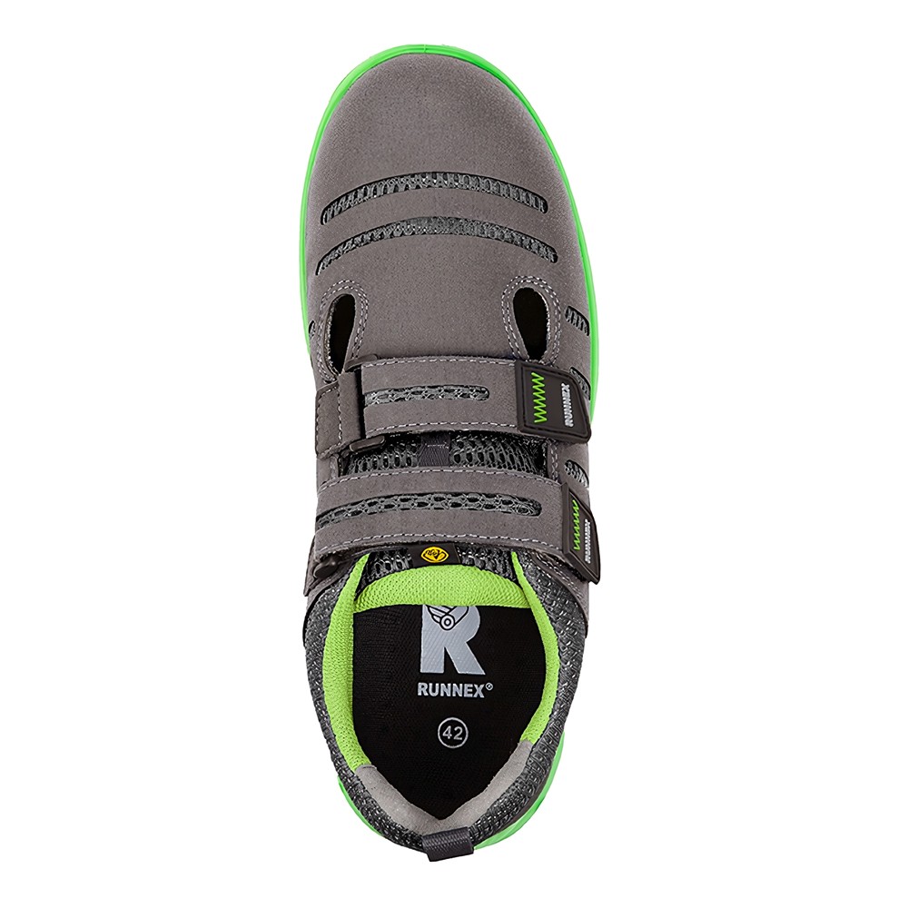 RUNNEXS1P-ESD-SicherheitsklettsandaleFlexStarGrauGrn