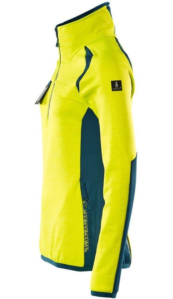 MascotDamenFleecepullovermitkurzemReiverschlussAccelerateSafe19353-316Hi-visGelbDunkelpetroleum-XXL