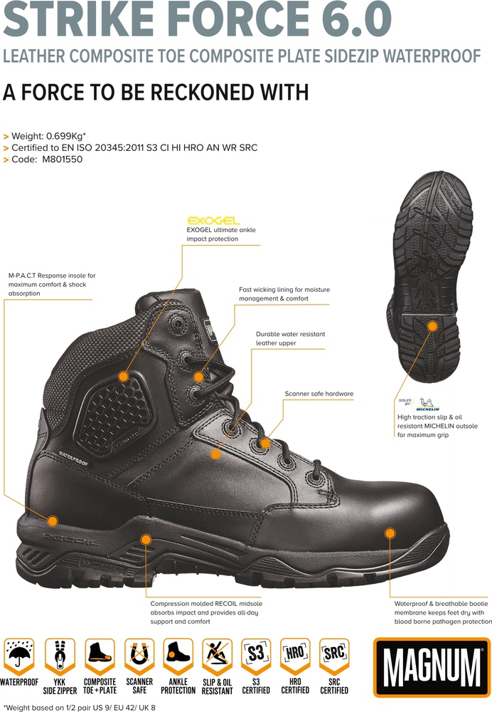 MagnumSicherheitsstiefelStrikeForce60LeatherCtCpSzWpM801550S3Black-35