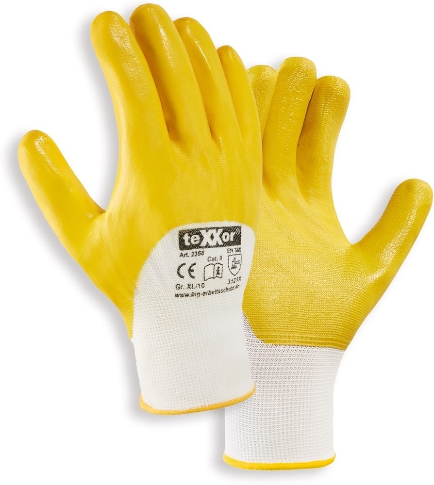 teXXorPolyester-StrickhandschuheNitrilBeschichtet12Stck2358WeiGelb-7