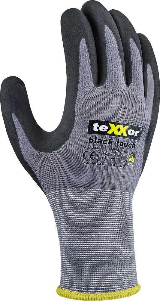 teXXorNylon-StrickhandschuheBlackTouch12Stck2450GrauSchwarz-6