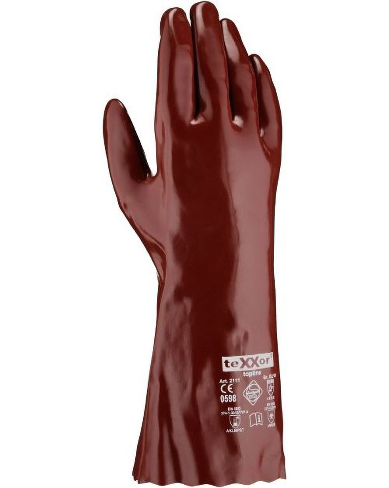 teXXorToplineChemikalienschutz-HandschuhePvcRotbraun12Paar2111