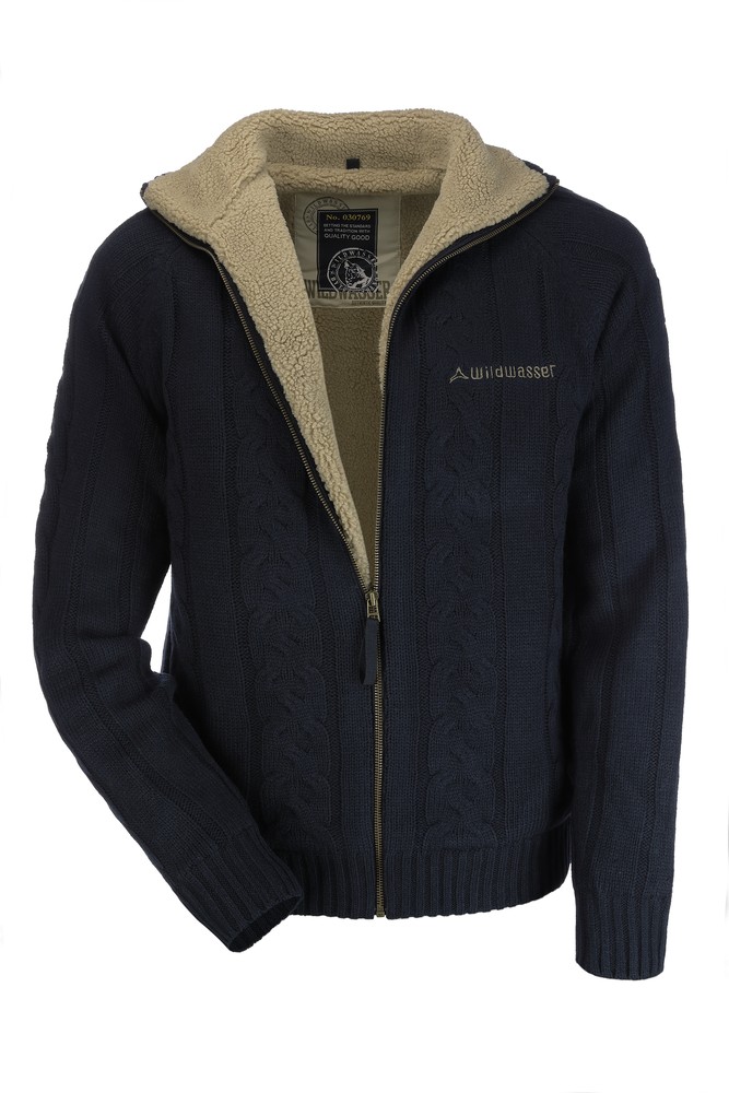 WildwasserStrickjackeArtikelDunkelblauCamel