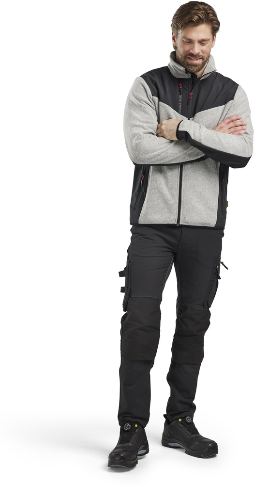 BlklderArbeitsjackeStrickjackemitSoftshell59422536GrauMelangeSchwarz-4XL