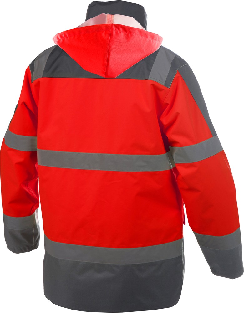 DassyWarnschutzRegen-ParkaAtlantisPES70NeonrotZementgrau