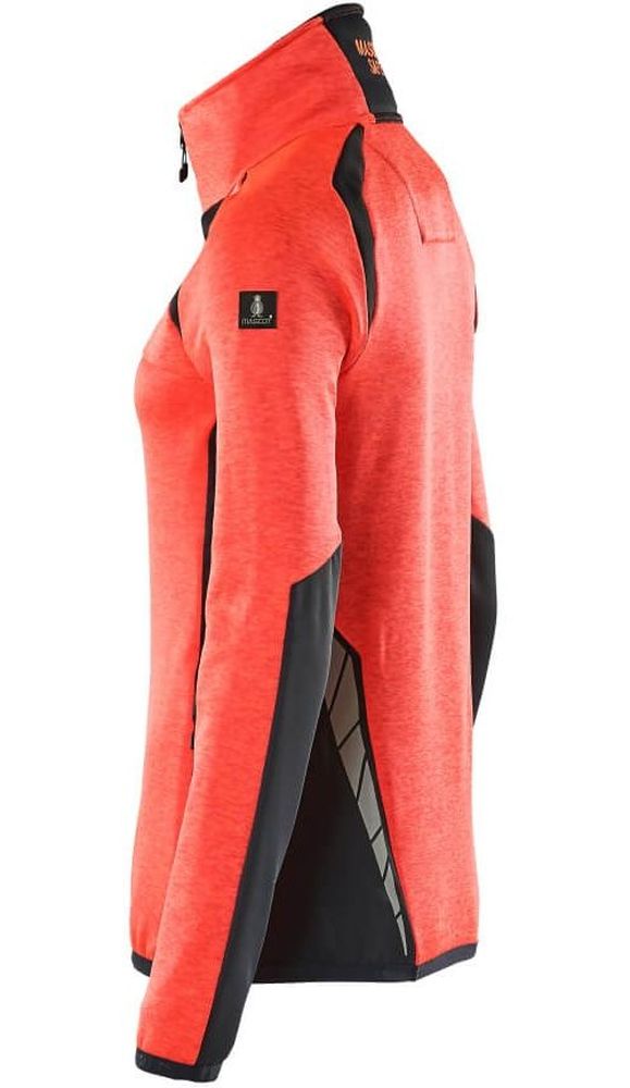 MascotDamenFleecepullovermitkurzemReiverschlussAccelerateSafe19353-316Hi-visRotSchwarzblau-XXL