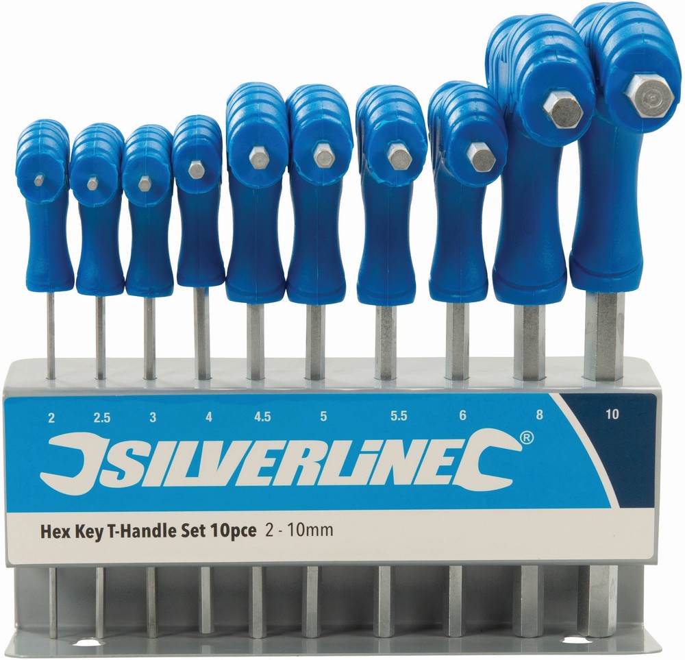 SilverlineSchraubendreherSechskantschlsselInnensechskant-StiftschlsselmitQuergriffen10-tlgSatz210mm