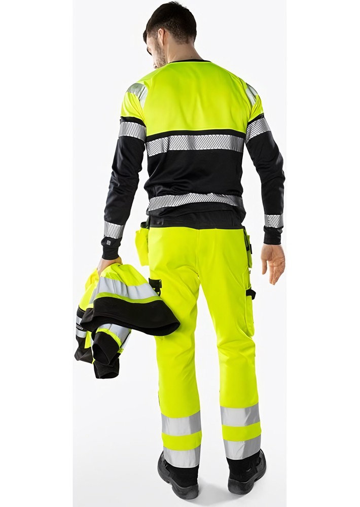 FristadsHighVisGreenHandwerkerhoseKl22641GPLUWarnschutz-GelbMarine