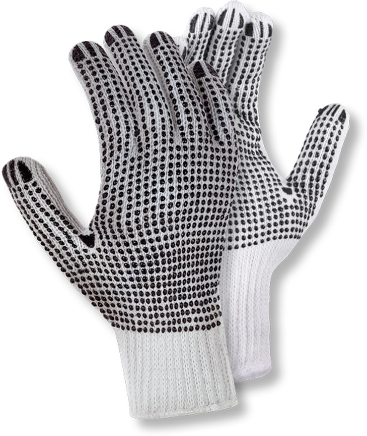 teXXorGrobstrick-HandschuheBaumwollePolyester12Stck1935WeiSchwarzeNoppen-7
