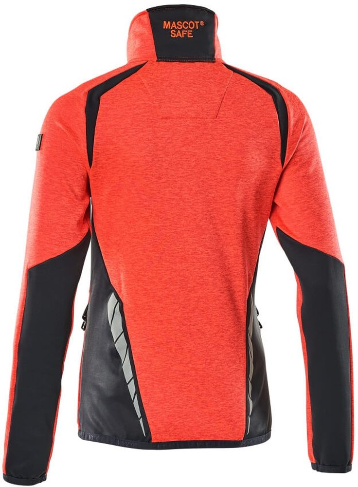 MascotDamenFleecepullovermitReiverschlussAccelerateSafe19453-316Hi-visRotSchwarzblau-XXL