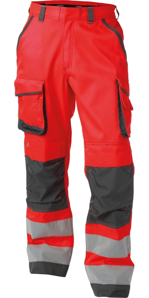 DassyWarnschutzhosemitKniepolstertaschenChicagoPESCO74NeonrotZementgrau