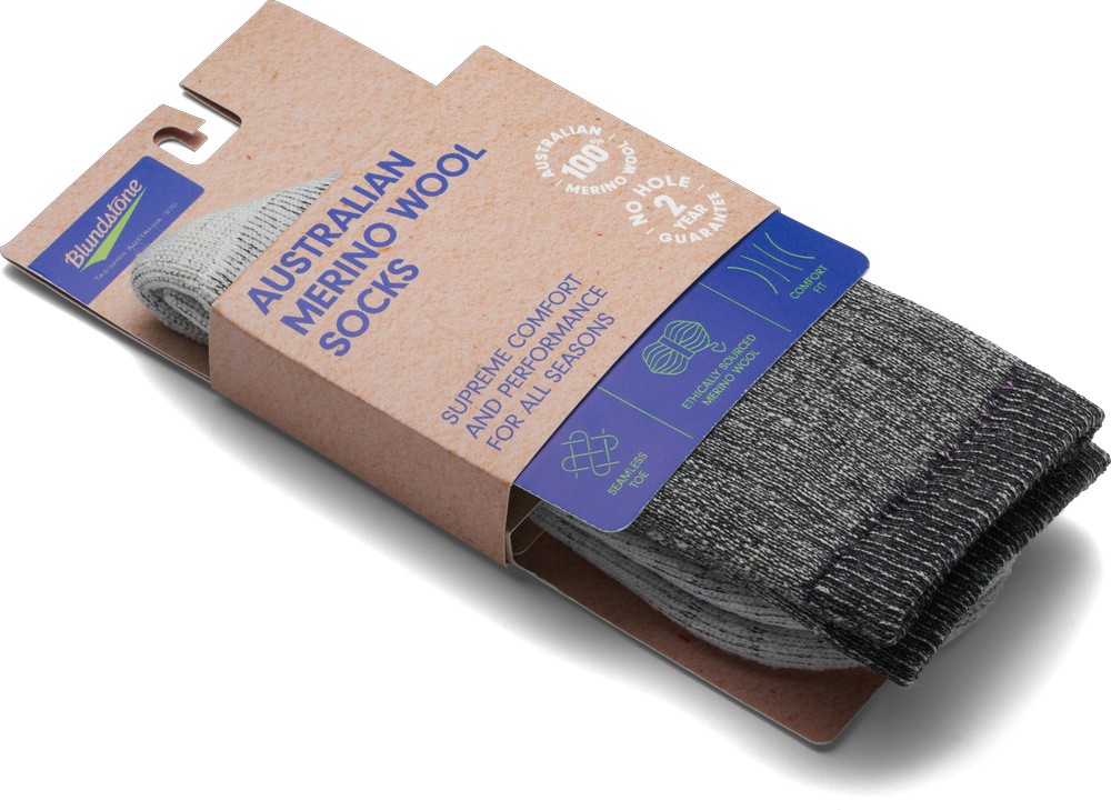 BlundstoneSockenGreyandBlackMid-WeightMerinoWoolSocks BlundstoneSockenGreyandBlackMid-WeightMerinoWoolSocks
