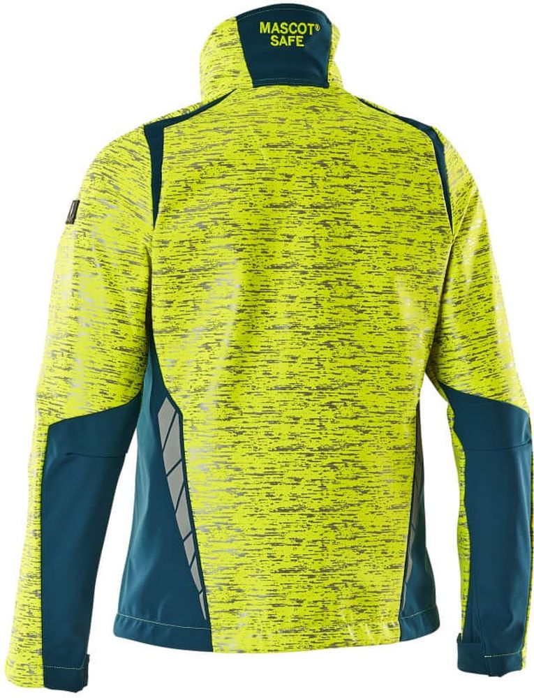 MascotDamenSoftshellJackeAccelerateSafe19212-291Hi-visGelbDunkelpetroleum-XXL