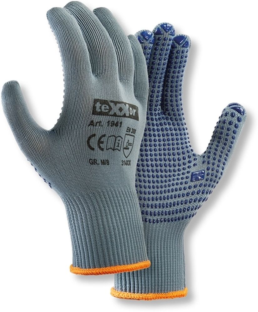 teXXorFeinstrick-HandschuheNylon12Stck1941GrauBlaueNoppen-7