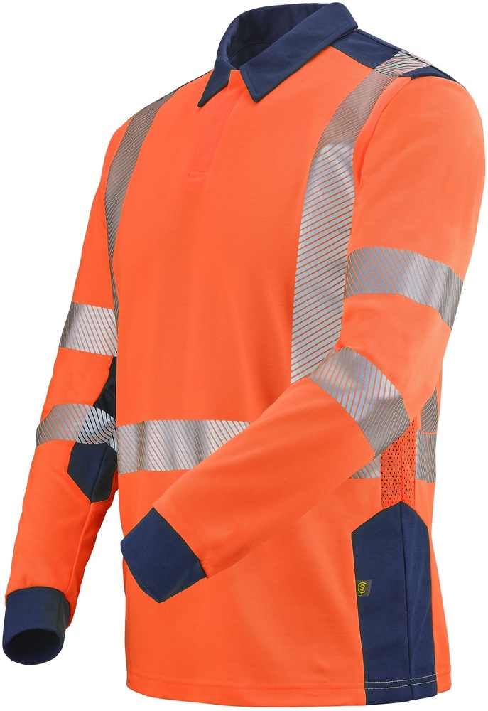 CepovettLangarm-PoloshirtFluoSafeXp9T87FluoOrangeNavy-XXL