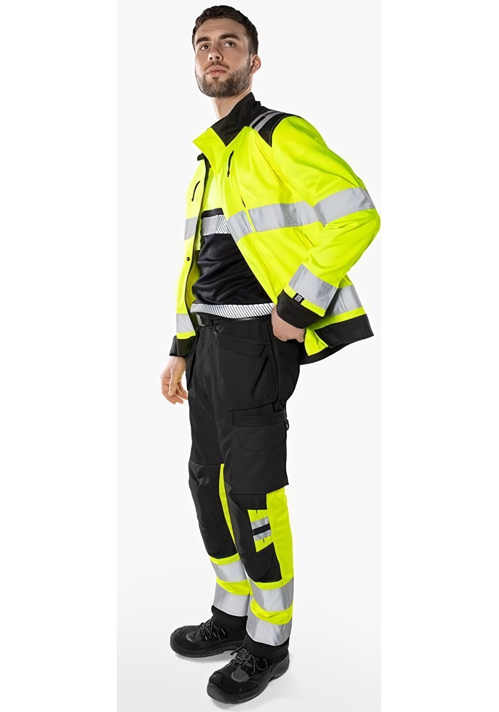 FristadsHighVisGreenHandwerkerhoseKl12640GPLUWarnschutz-GelbSchwarz-C44