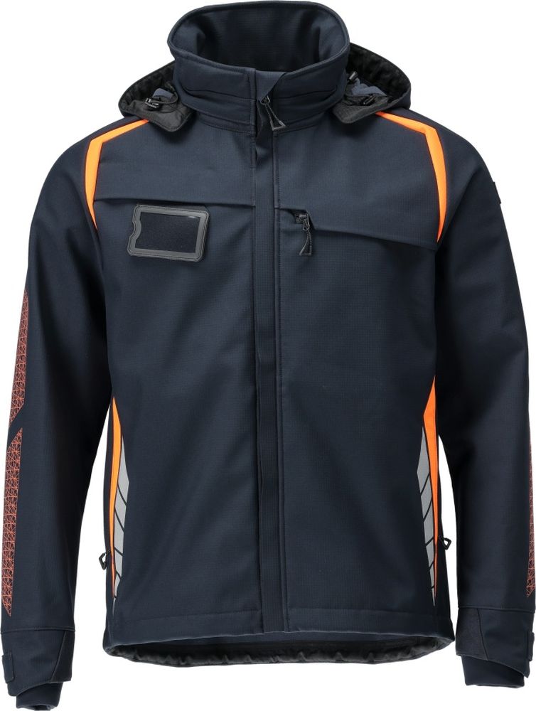 MascotSoftshellJackemitKapuzeAccelerateSafe23002-246SchwarzblauHi-visOrange-XXL