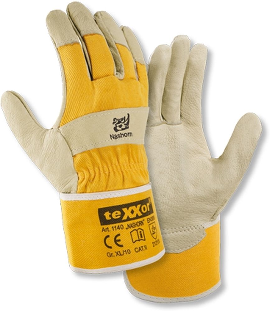 teXXorSchweinsvollleder-HandschuheNashorn12Stck1140LederNaturDrellGelb-10