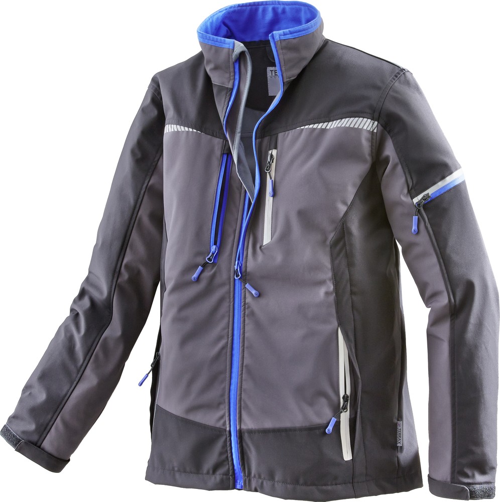 TerraxWorkwearSoftshelljackeDunkelgrauRoyal