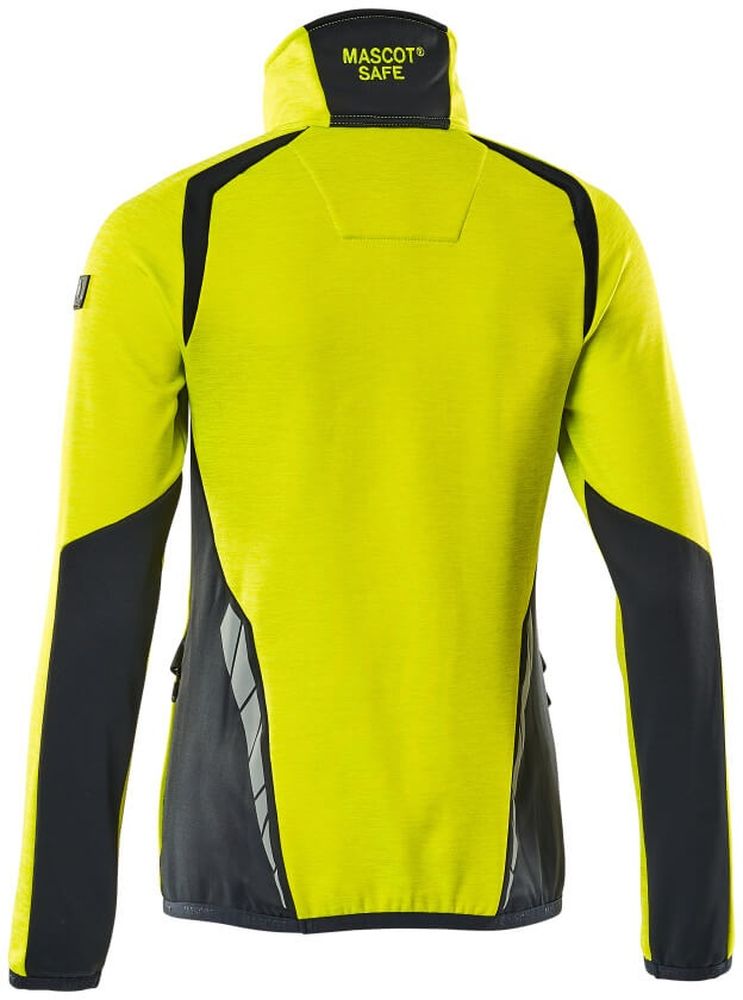 MascotDamenFleecepullovermitkurzemReiverschlussAccelerateSafe19353-316Hi-visGelbSchwarzblau-XXL