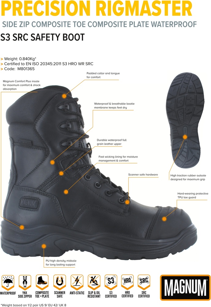 MagnumSicherheitsstiefelPrecisionRigmasterSzCtCpWpM801365S3Black-35