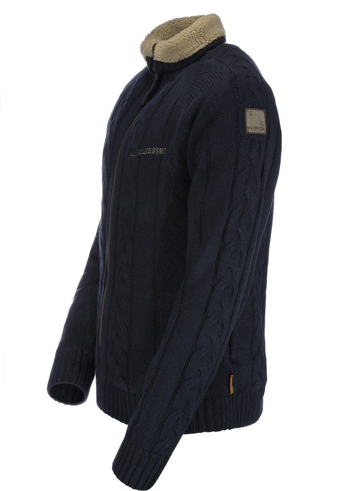 WildwasserStrickjackeArtikelDunkelblauCamel