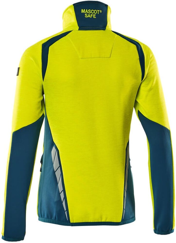 MascotDamenFleecepullovermitkurzemReiverschlussAccelerateSafe19353-316Hi-visGelbDunkelpetroleum-XXL
