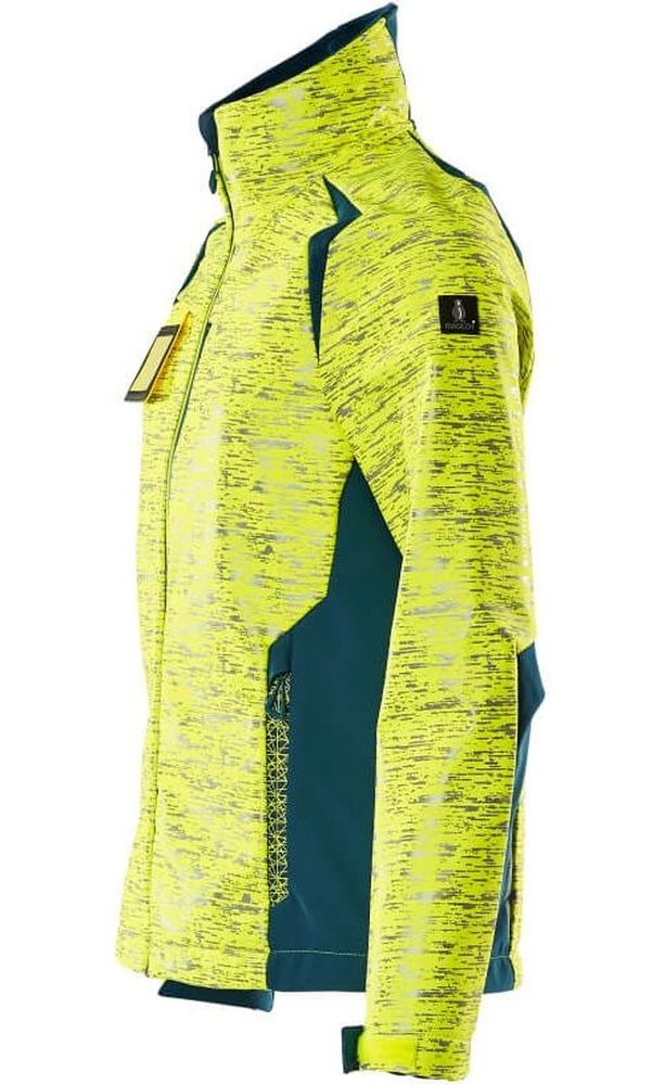 MascotDamenSoftshellJackeAccelerateSafe19212-291Hi-visGelbDunkelpetroleum-XXL