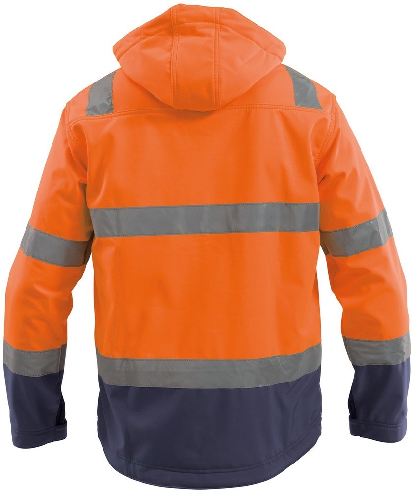 DassyArbeitsjackeWarnschutzSoftshell-JackeMalagaPES74NeonorangeDunkelblau-4XL