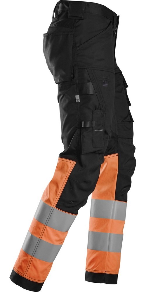 SnickersWorkwearHigh-VisStretchArbeitshoseKlasse1SchwarzHigh-VisOrange