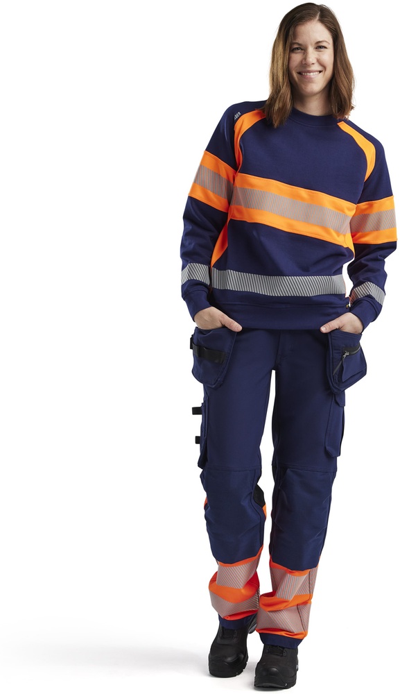 BlklderDamenHighVisSweatshirt34091158MarineblauOrange-L