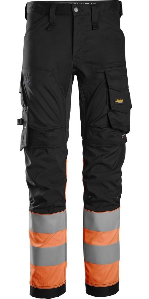 SnickersWorkwearHigh-VisStretchArbeitshoseKlasse1SchwarzHigh-VisOrange