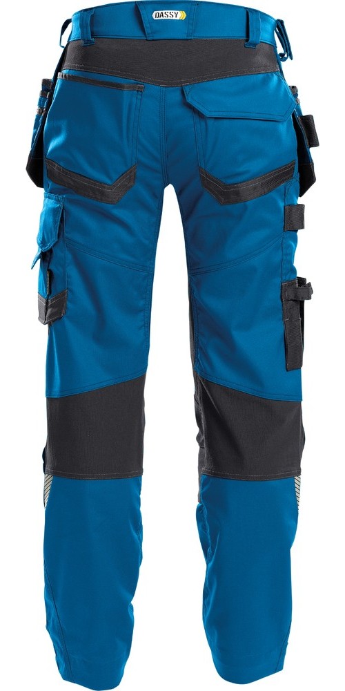 DassyArbeitshosemitStretchHolstertaschenundKniepolstertaschenFLUXPESCO41AzurblauAnthrazitgrau