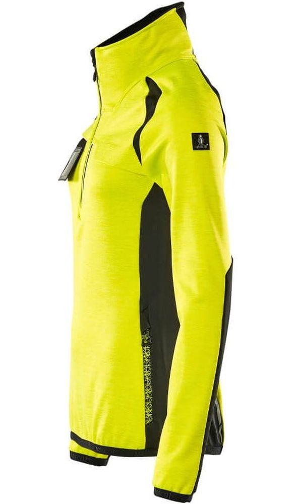 MascotDamenFleecepullovermitkurzemReiverschlussAccelerateSafe19353-316Hi-visGelbSchwarz-XXL