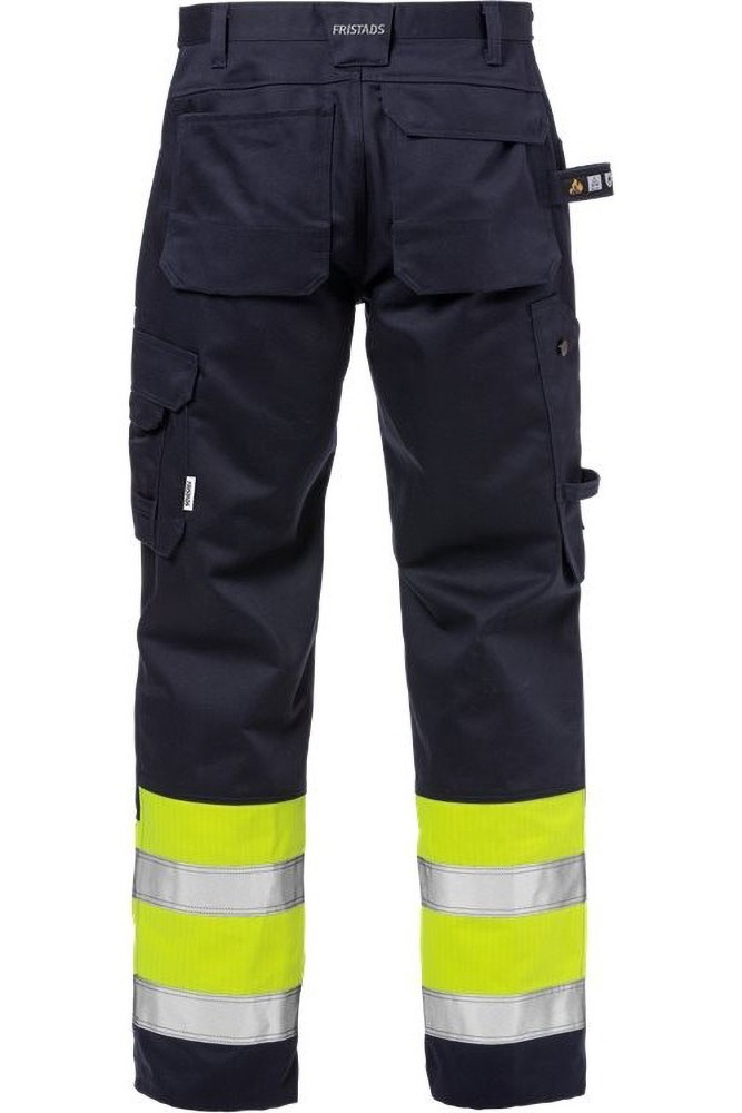 FristadsFlameHighVisHandwerkerhoseKl12586FLAMWarnschutz-GelbMarine