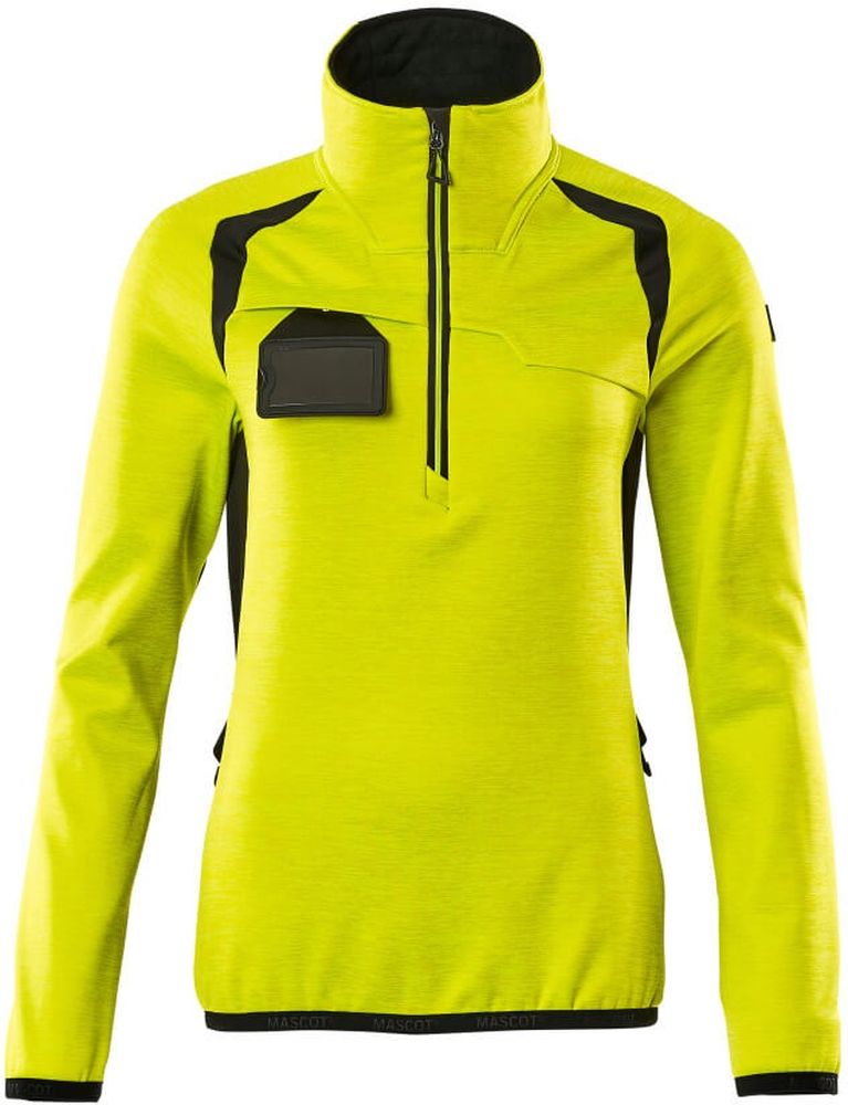 MascotDamenFleecepullovermitkurzemReiverschlussAccelerateSafe19353-316Hi-visGelbSchwarz-XXL