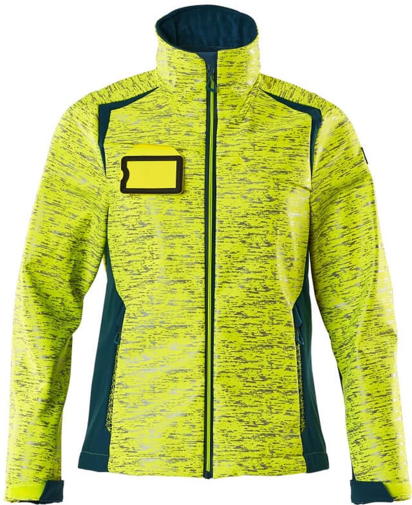 MascotDamenSoftshellJackeAccelerateSafe19212-291Hi-visGelbDunkelpetroleum-XXL