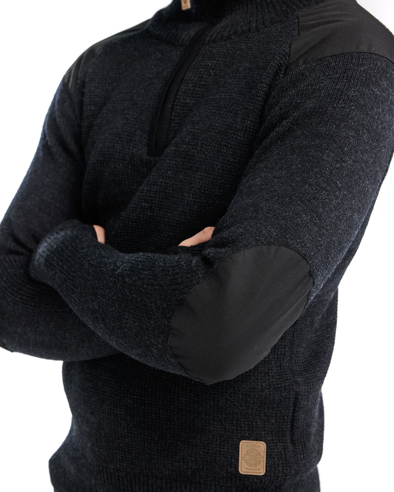 BlklderWollsweaterHalfZip46301071DunkelgrauSchwarz-4XL