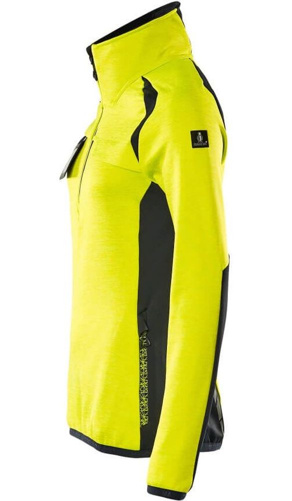 MascotDamenFleecepullovermitkurzemReiverschlussAccelerateSafe19353-316Hi-visGelbSchwarzblau-XXL